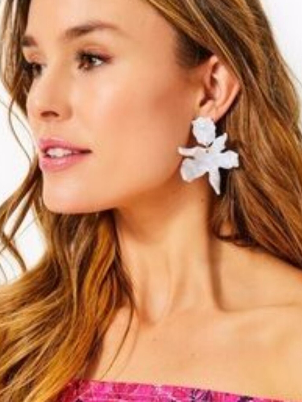 Lilly Pulitzer Lele Sadoughi White Floral Drop Earrings